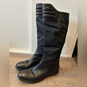Vintage Prada Sport leather and nylon moto riding boots Y2K